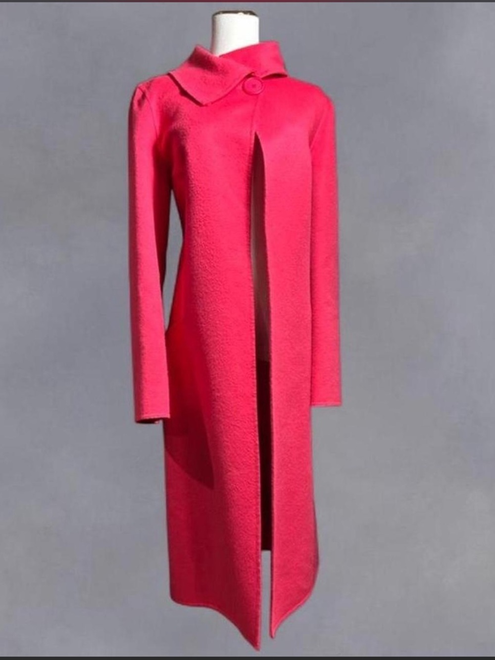 Genny Italian Hot Pink Wool and Angora Luxury Coat Button Collar Detail Sz 10